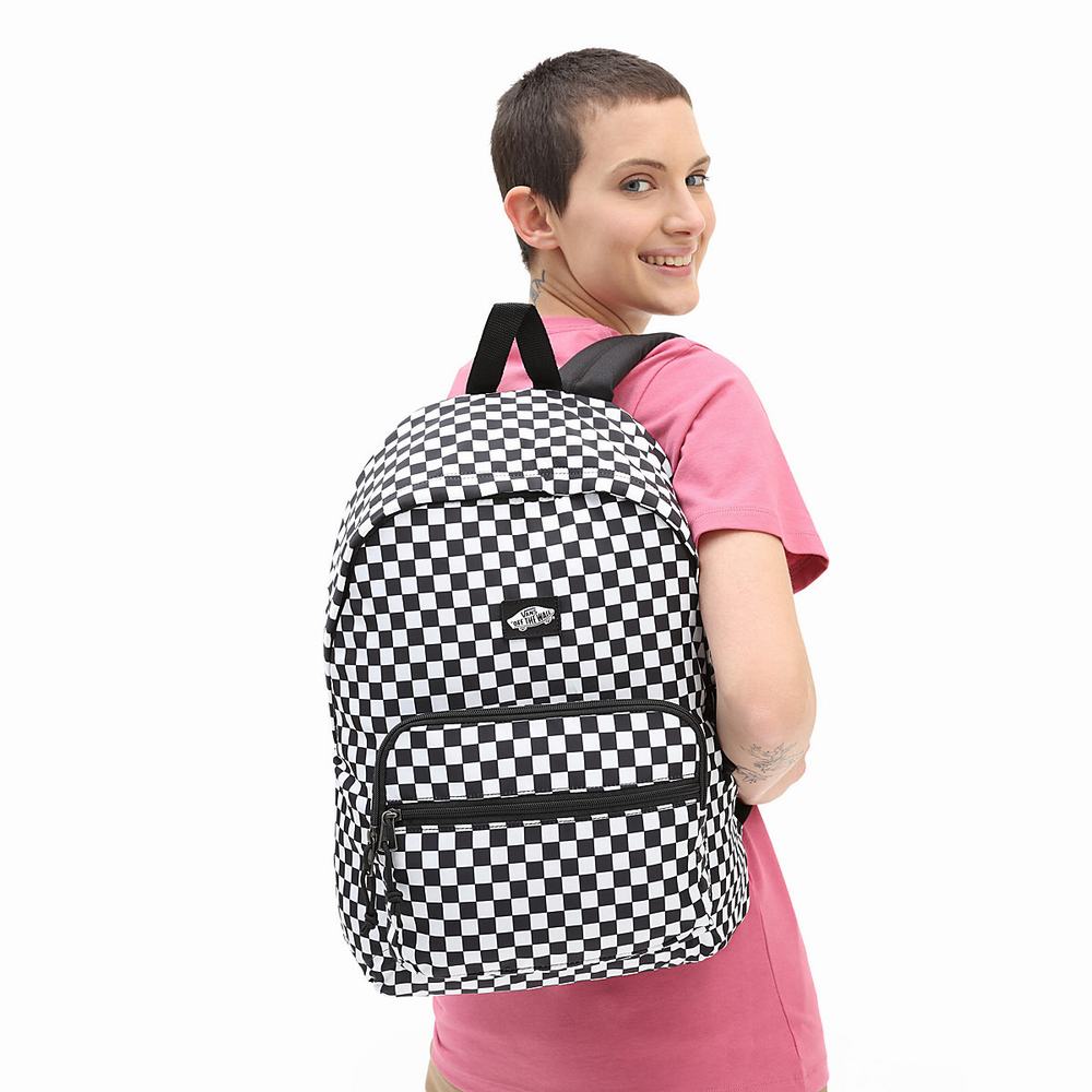 Men's Vans Taxi Backpacks Black / White | USA76143