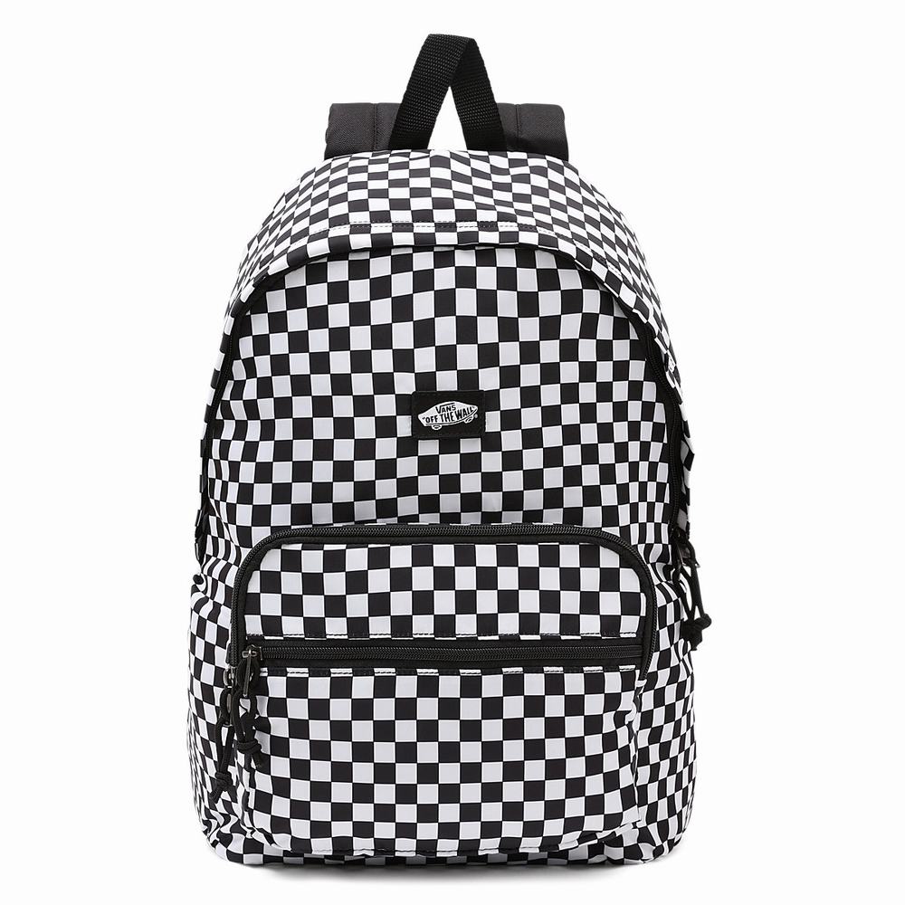 Men\'s Vans Taxi Backpacks Black / White | USA76143