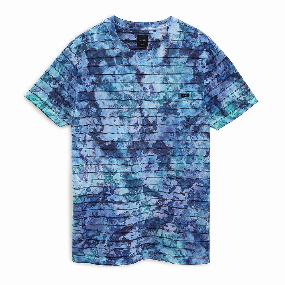 Men\'s Vans Tie Dye Checkerstripe T Shirts Purple | USA82513