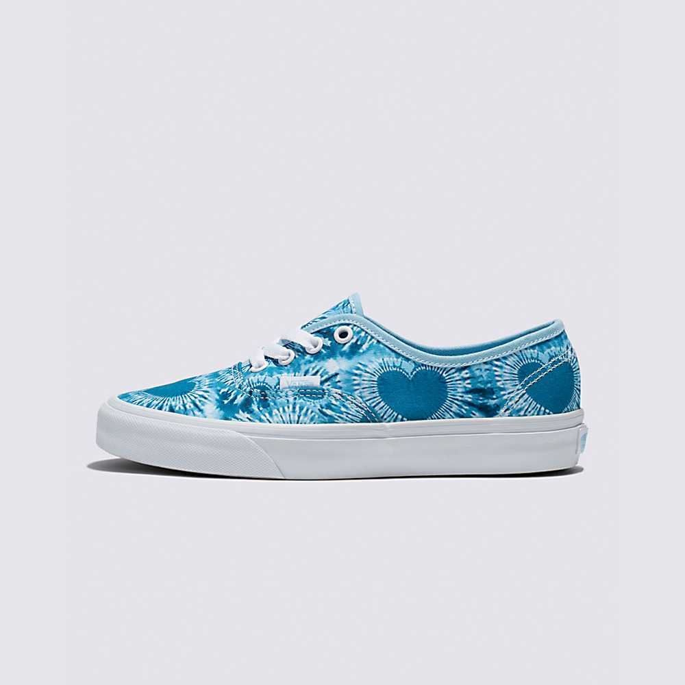 Men\'s Vans Tie-dye Hearts Authentic Sneakers Light Blue / White | USA13467