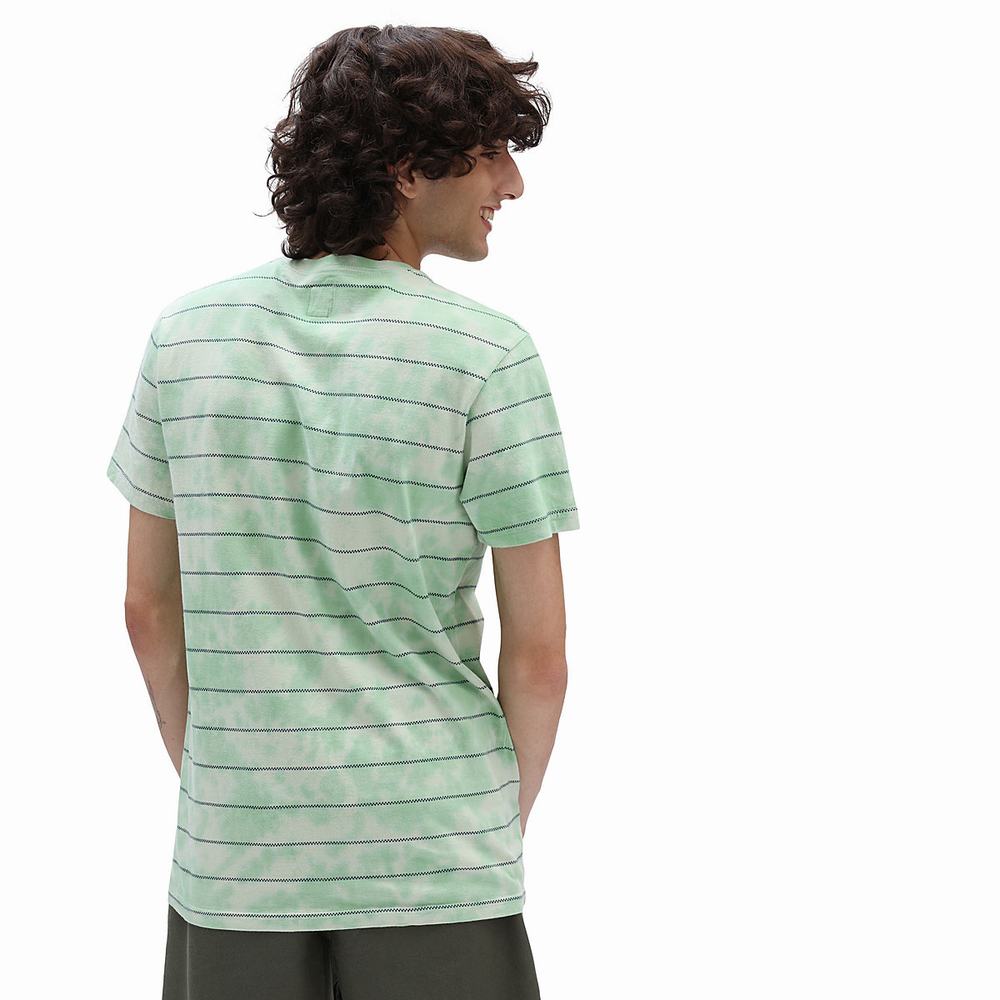 Men's Vans Tiedye Checkerstripe II T Shirts Green | USA73426