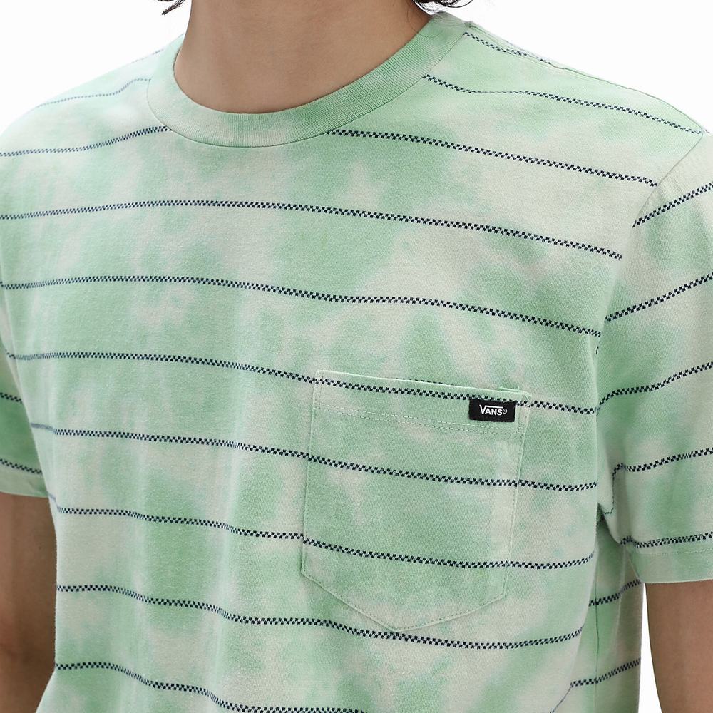 Men's Vans Tiedye Checkerstripe II T Shirts Green | USA73426