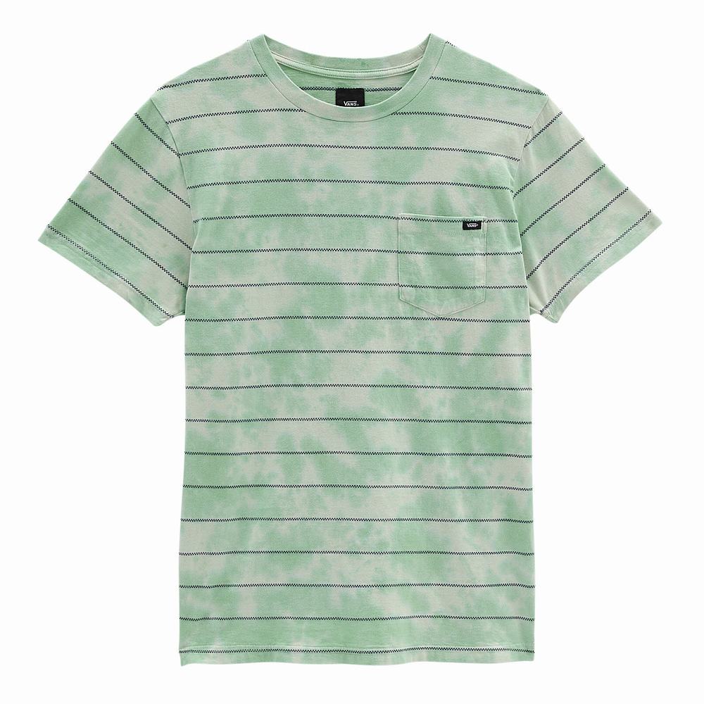 Men's Vans Tiedye Checkerstripe II T Shirts Green | USA73426