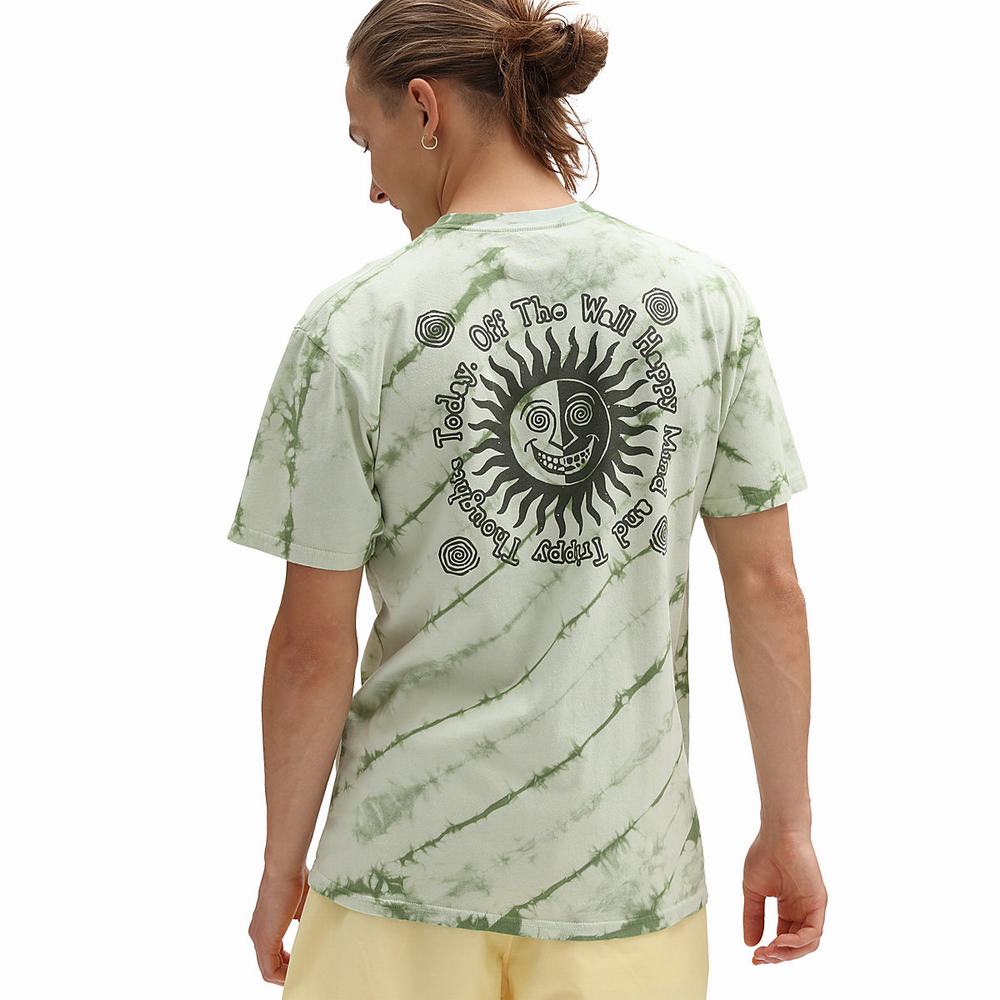 Men\'s Vans Trippy Thoughts Tie Dye T Shirts Green | USA41356