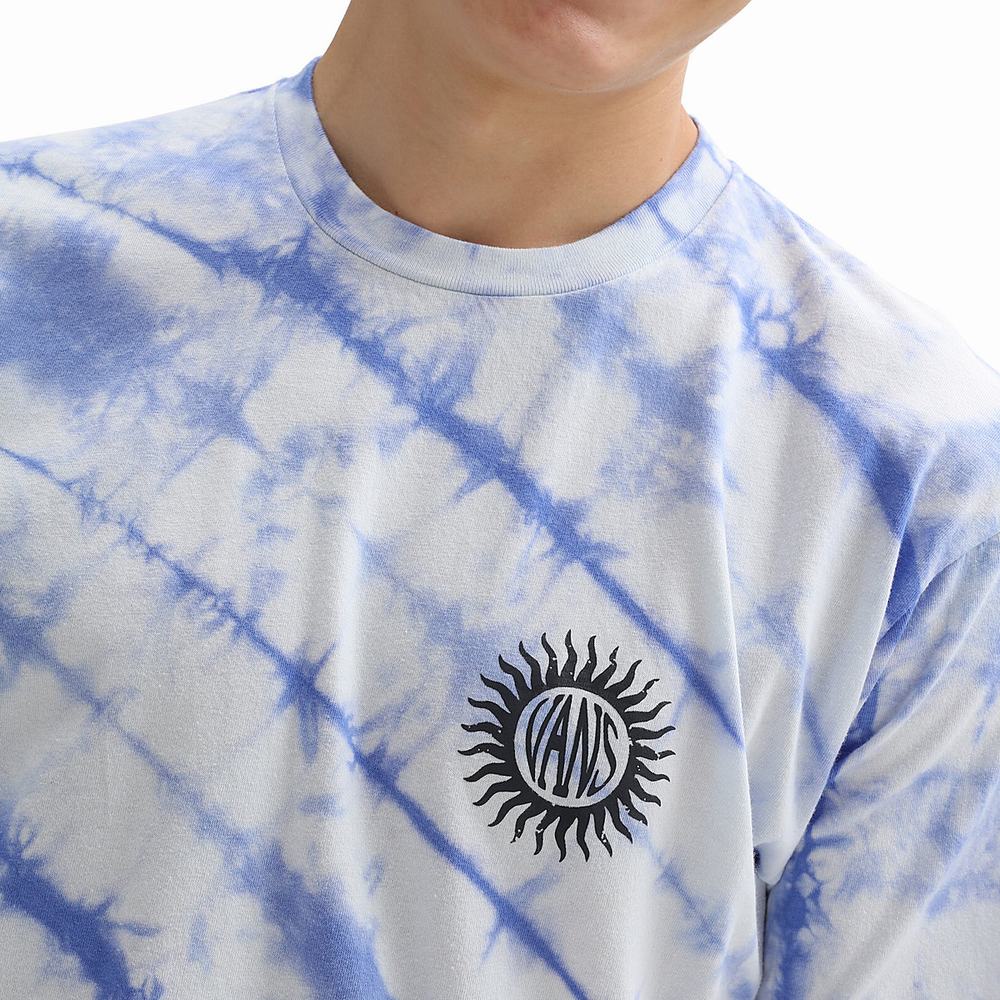 Men's Vans Trippy Thoughts Tie Dye T Shirts Blue / Grey | USA94706