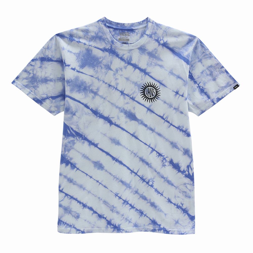 Men's Vans Trippy Thoughts Tie Dye T Shirts Blue / Grey | USA94706