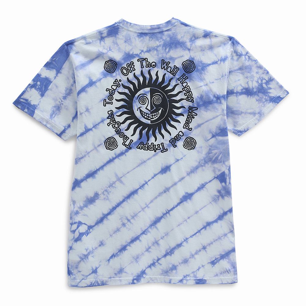 Men's Vans Trippy Thoughts Tie Dye T Shirts Blue / Grey | USA94706