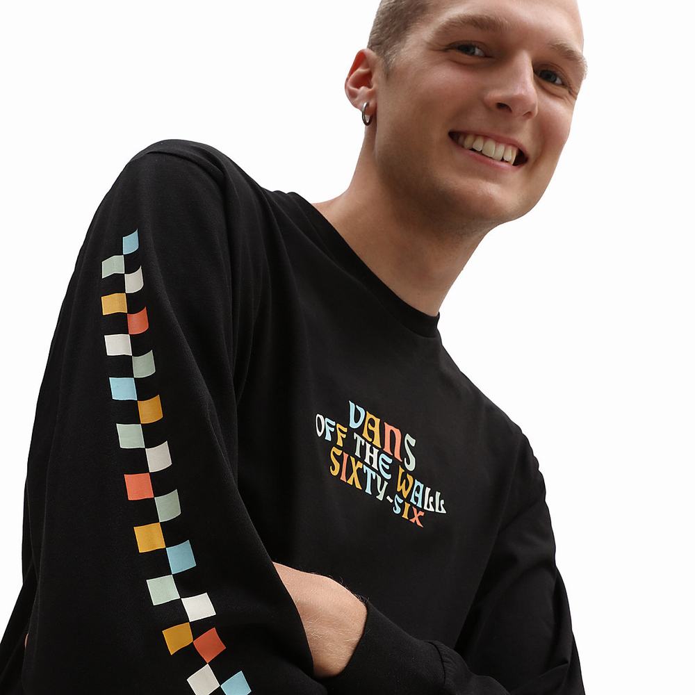 Men's Vans Trippy Vans Long Sleeve T Shirts Black | USA26438