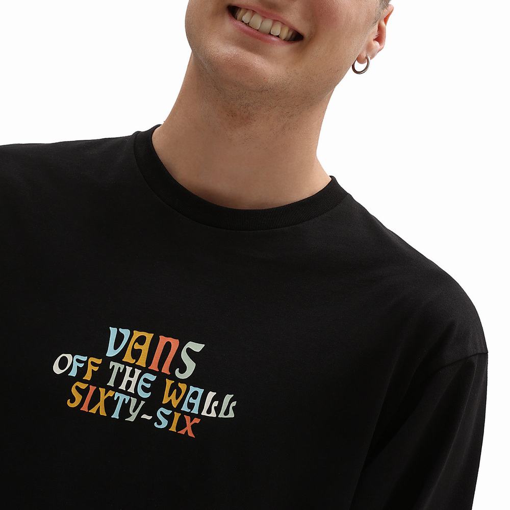 Men's Vans Trippy Vans Long Sleeve T Shirts Black | USA26438