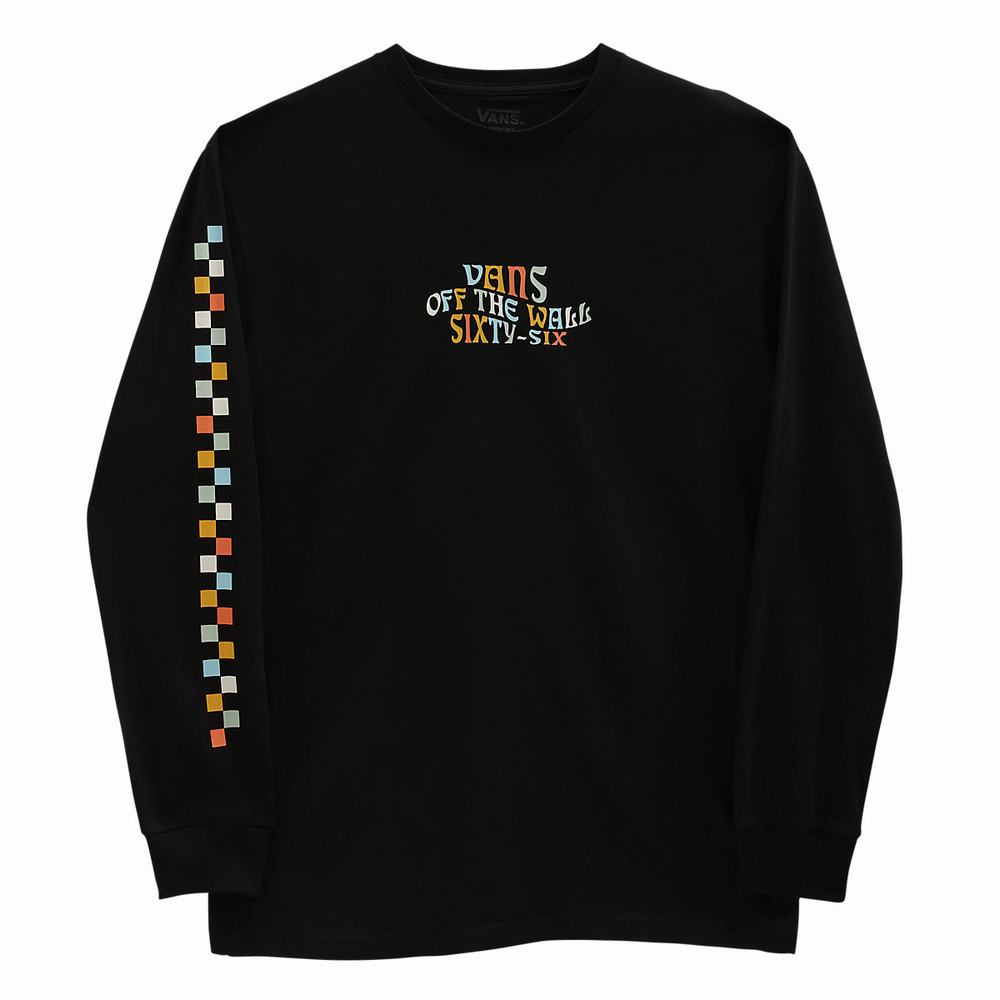 Men's Vans Trippy Vans Long Sleeve T Shirts Black | USA26438