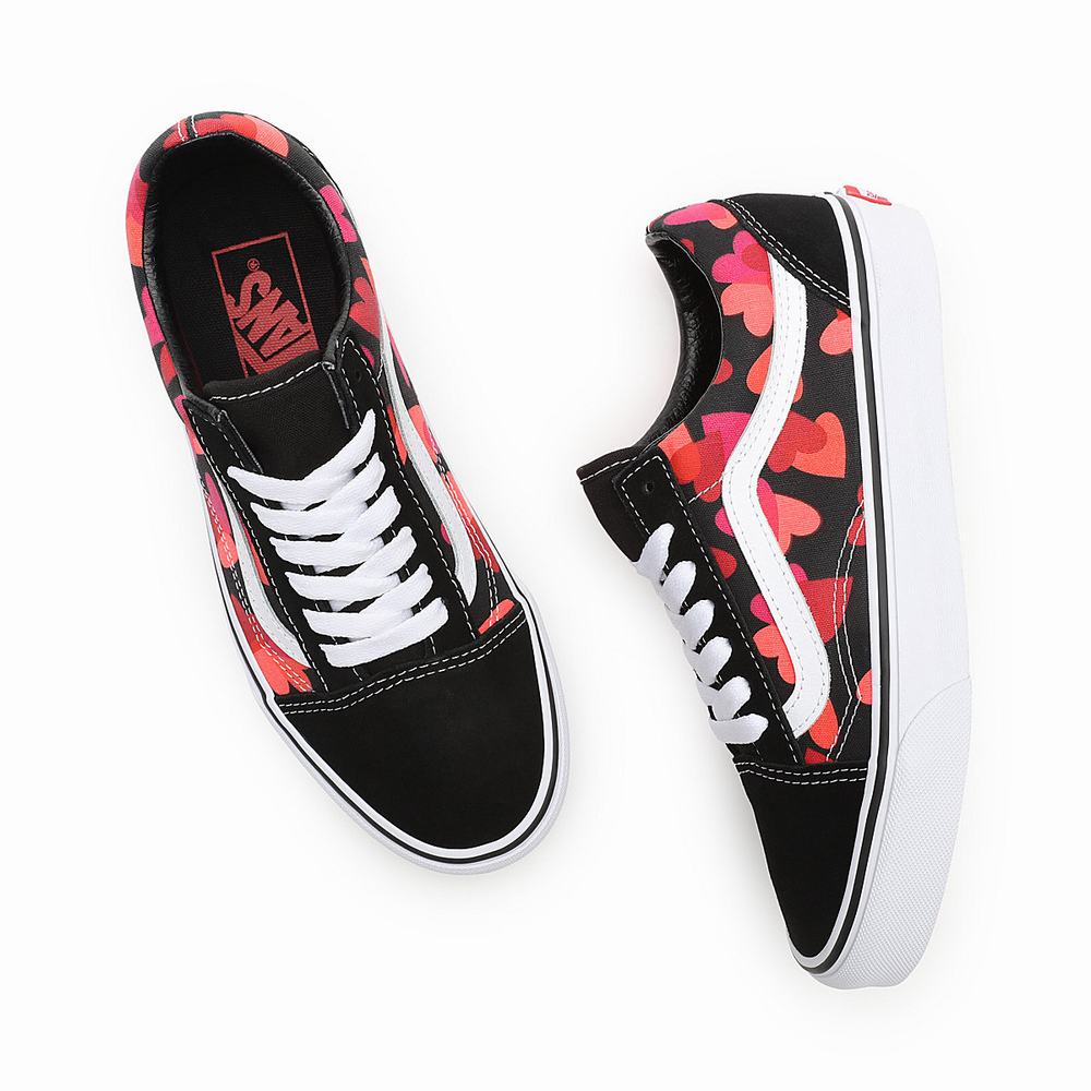 Men's Vans Valentines Hearts Old Skool Sneakers Black | USA15307