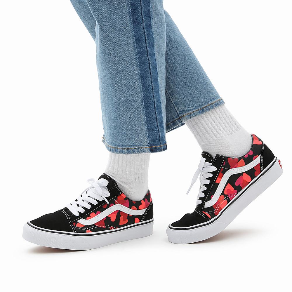 Men's Vans Valentines Hearts Old Skool Sneakers Black | USA15307