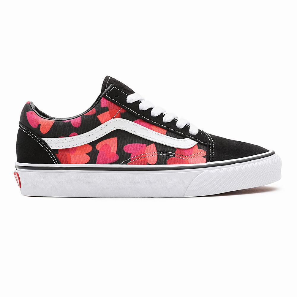 Men's Vans Valentines Hearts Old Skool Sneakers Black | USA15307