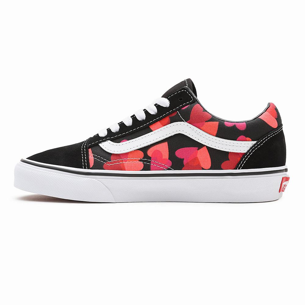 Men's Vans Valentines Hearts Old Skool Sneakers Black | USA15307