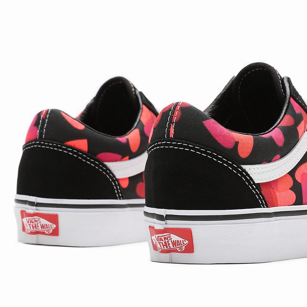 Men's Vans Valentines Hearts Old Skool Sneakers Black | USA15307