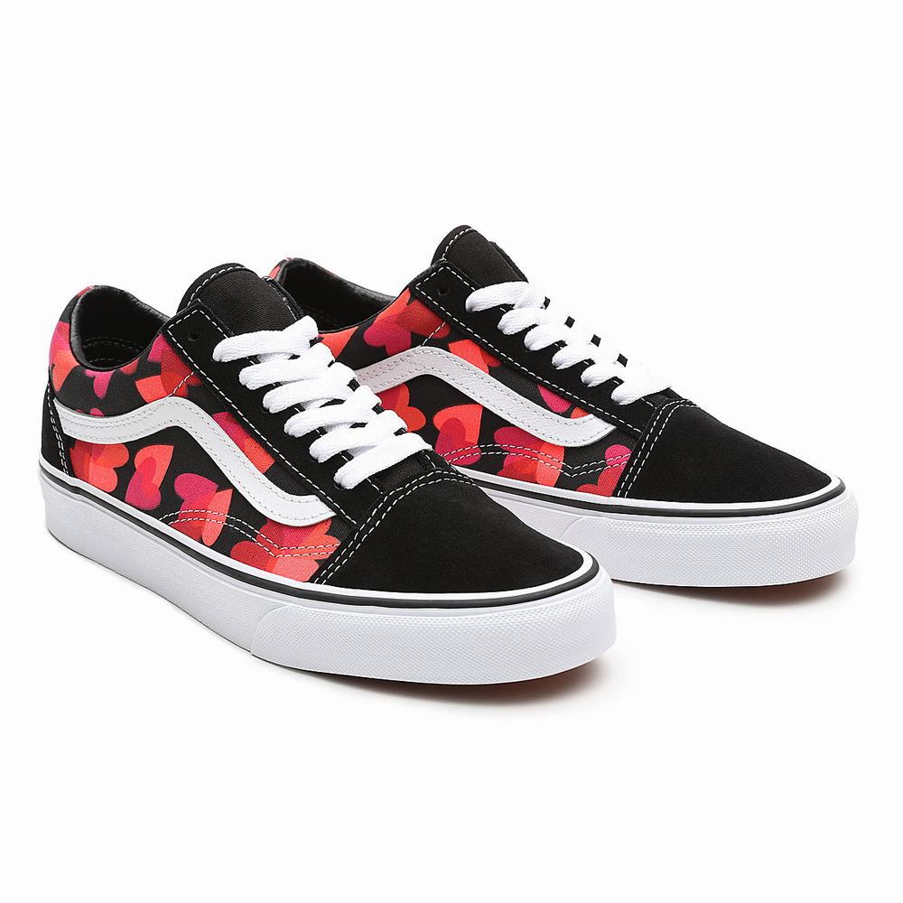 Men\'s Vans Valentines Hearts Old Skool Sneakers Black | USA15307