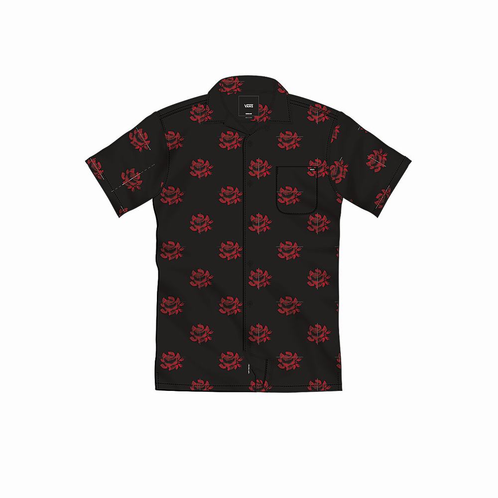 Men's Vans Valentines Woven Shirts Black | USA15024