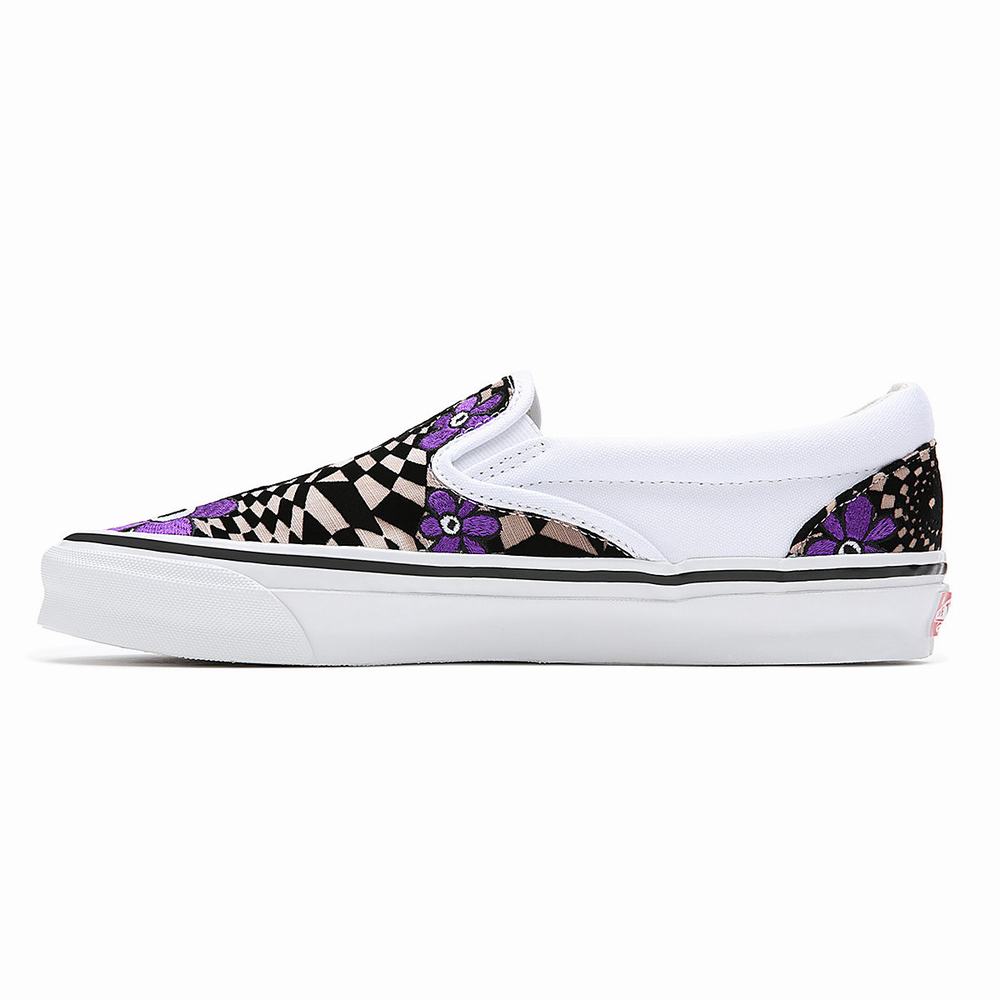 Men's Vans Vault By Vans X Perks and Mini OG Classic Slip-On LX Slip On Shoes White / Brown | USA72953