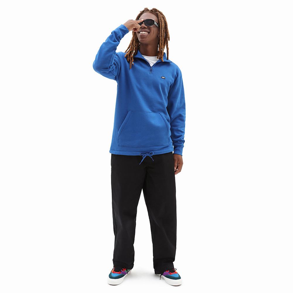 Men's Vans Versa Standard Q-Zip Sweatshirts Blue | USA10274