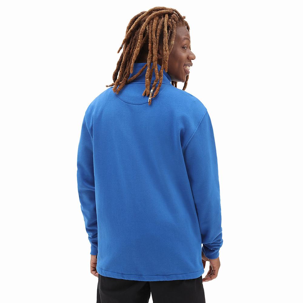 Men's Vans Versa Standard Q-Zip Sweatshirts Blue | USA10274