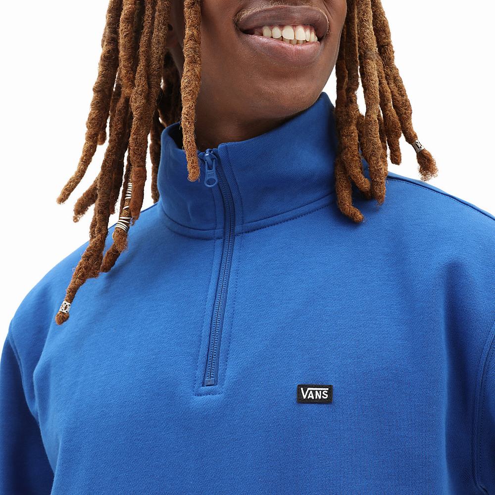 Men's Vans Versa Standard Q-Zip Sweatshirts Blue | USA10274