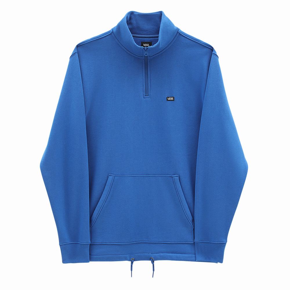 Men's Vans Versa Standard Q-Zip Sweatshirts Blue | USA10274