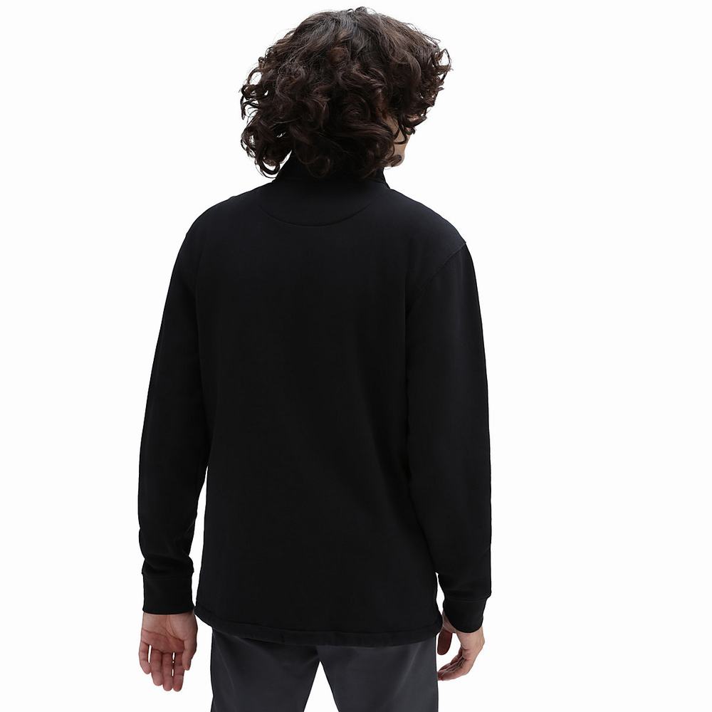 Men's Vans Versa Standard Q-Zip Sweatshirts Black | USA39021