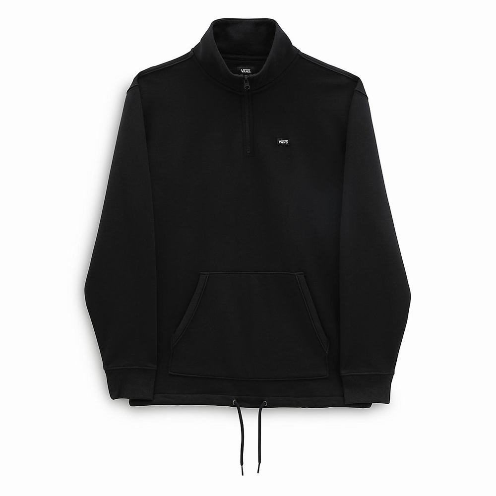 Men's Vans Versa Standard Q-Zip Sweatshirts Black | USA39021