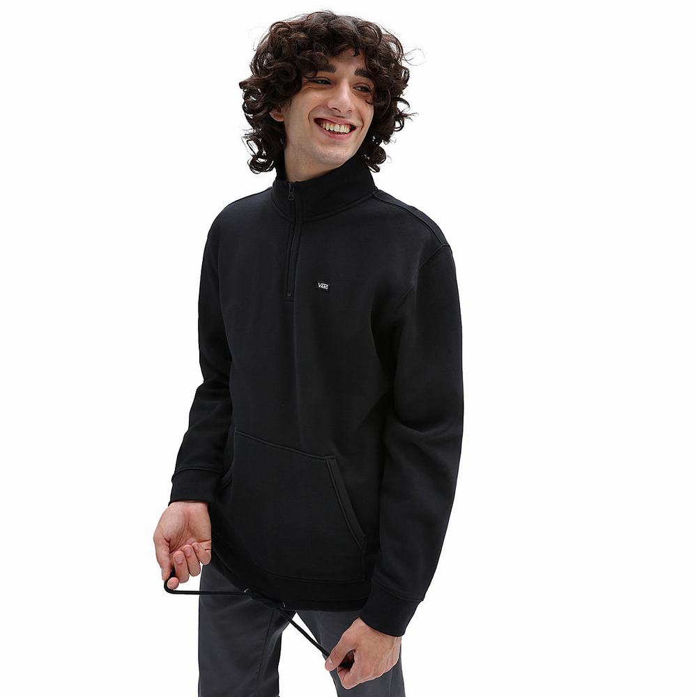 Men\'s Vans Versa Standard Q-Zip Sweatshirts Black | USA39021