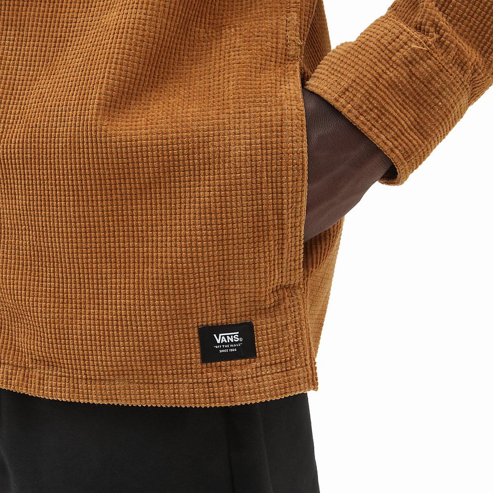 Men's Vans Waffle Corduroy Woven Shirts Brown | USA86549