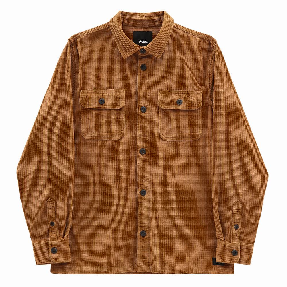 Men's Vans Waffle Corduroy Woven Shirts Brown | USA86549