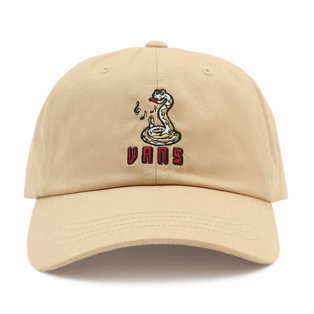 Men\'s Vans Wilbar Curved Bill Jockey Hats Beige | USA83625