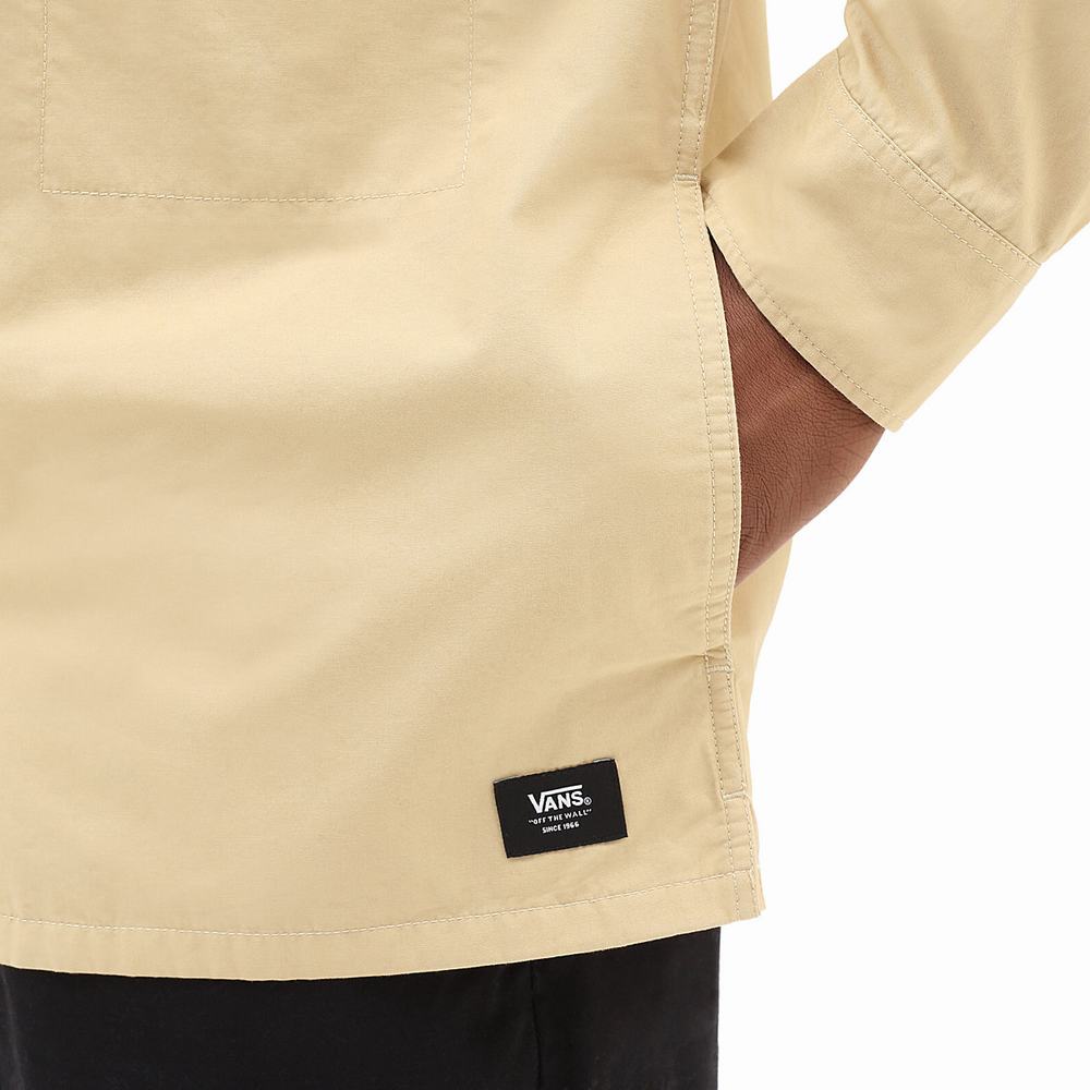 Men's Vans Williams Long Sleeve Shirts Beige | USA39864