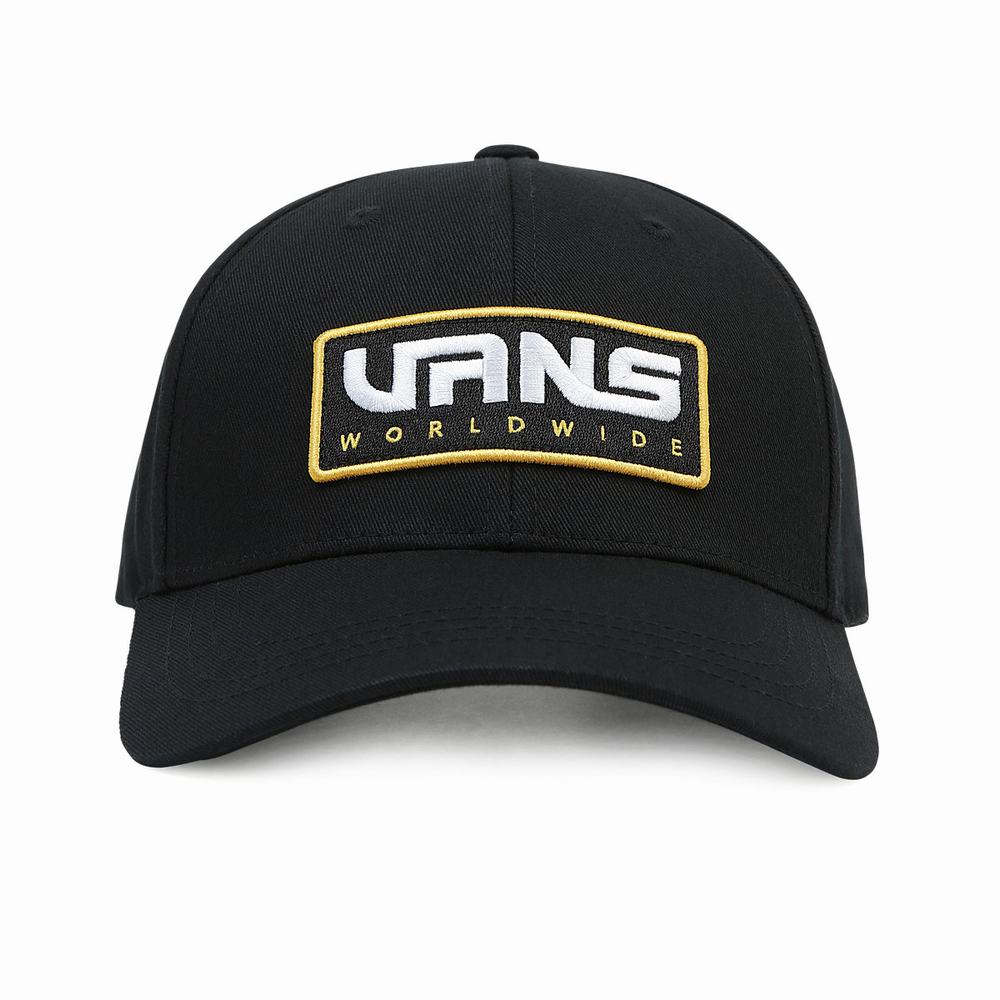 Men\'s Vans Worldwide Structured Jockey Hats Black | USA06418