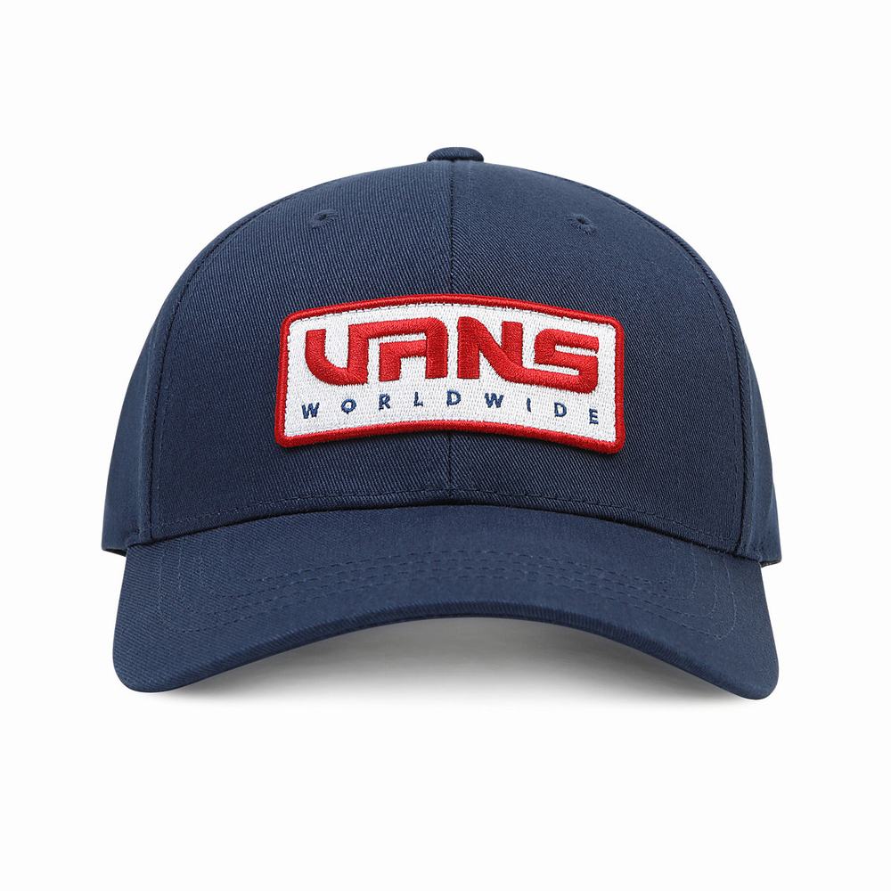 Men\'s Vans Worldwide Structured Jockey Hats Blue | USA61750