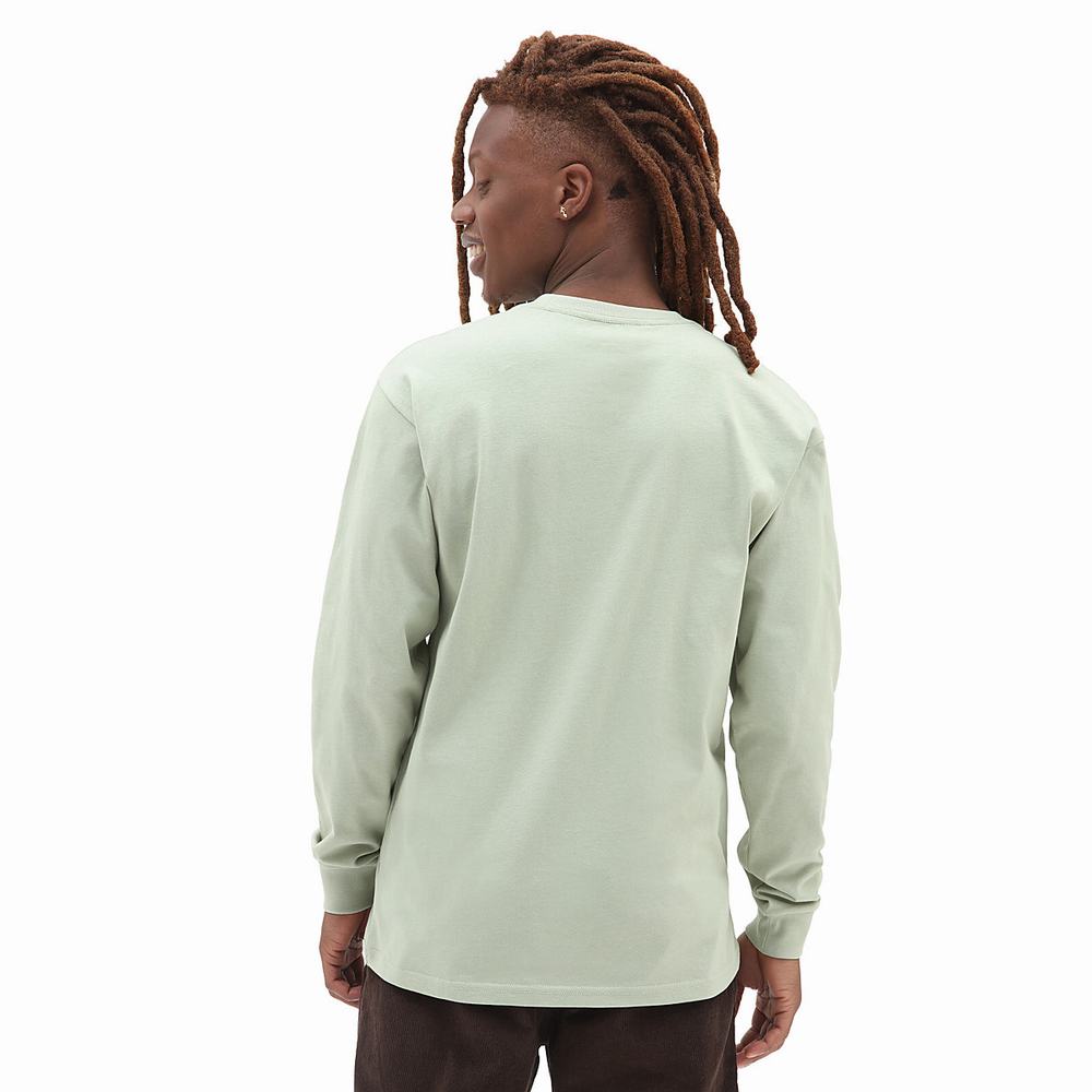 Men's Vans Woven Patch Pocket Long Sleeve T Shirts Green | USA15430