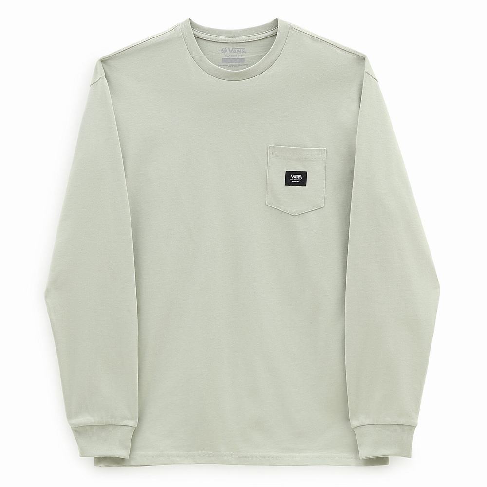 Men's Vans Woven Patch Pocket Long Sleeve T Shirts Green | USA15430