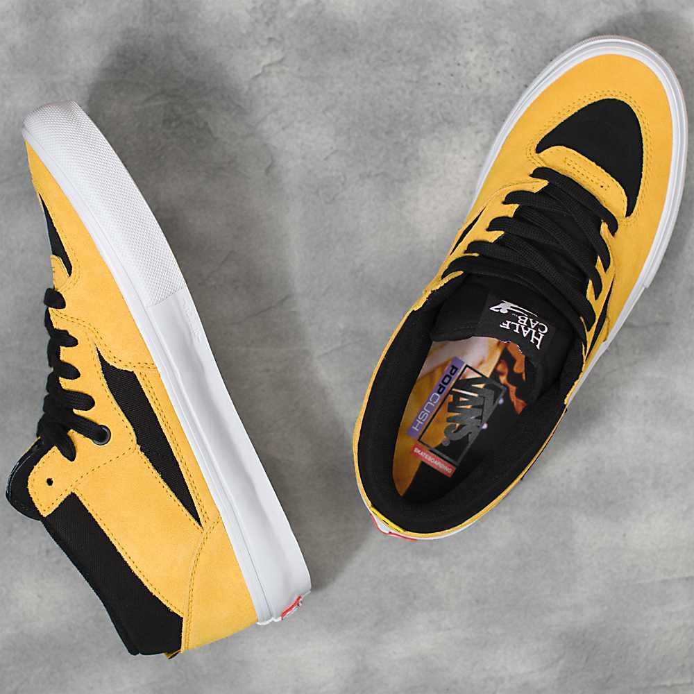 Men's Vans X Bruce Lee Skate Half Cab Skate Shoes Black / Yellow | USA60732