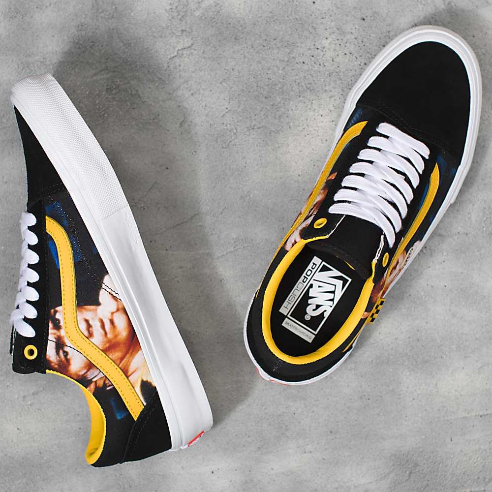 Men's Vans X Bruce Lee Skate Old Skool Skate Shoes Black / Yellow | USA64901