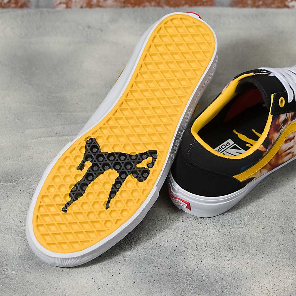 Men's Vans X Bruce Lee Skate Old Skool Skate Shoes Black / Yellow | USA64901