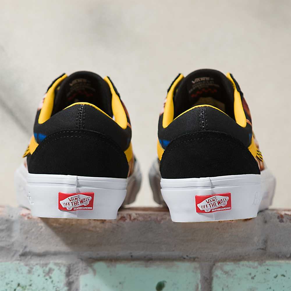 Men's Vans X Bruce Lee Skate Old Skool Skate Shoes Black / Yellow | USA64901