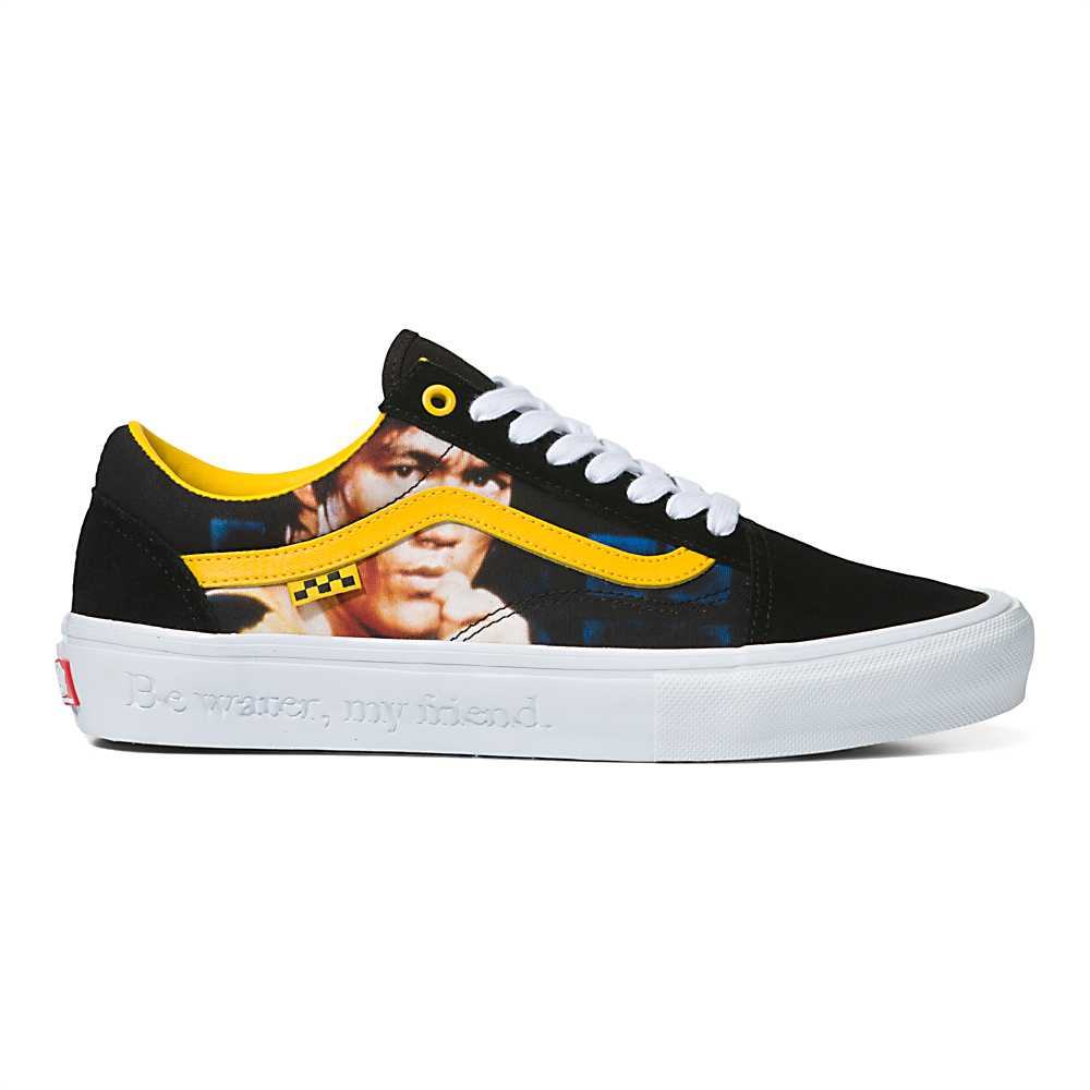 Men's Vans X Bruce Lee Skate Old Skool Skate Shoes Black / Yellow | USA64901