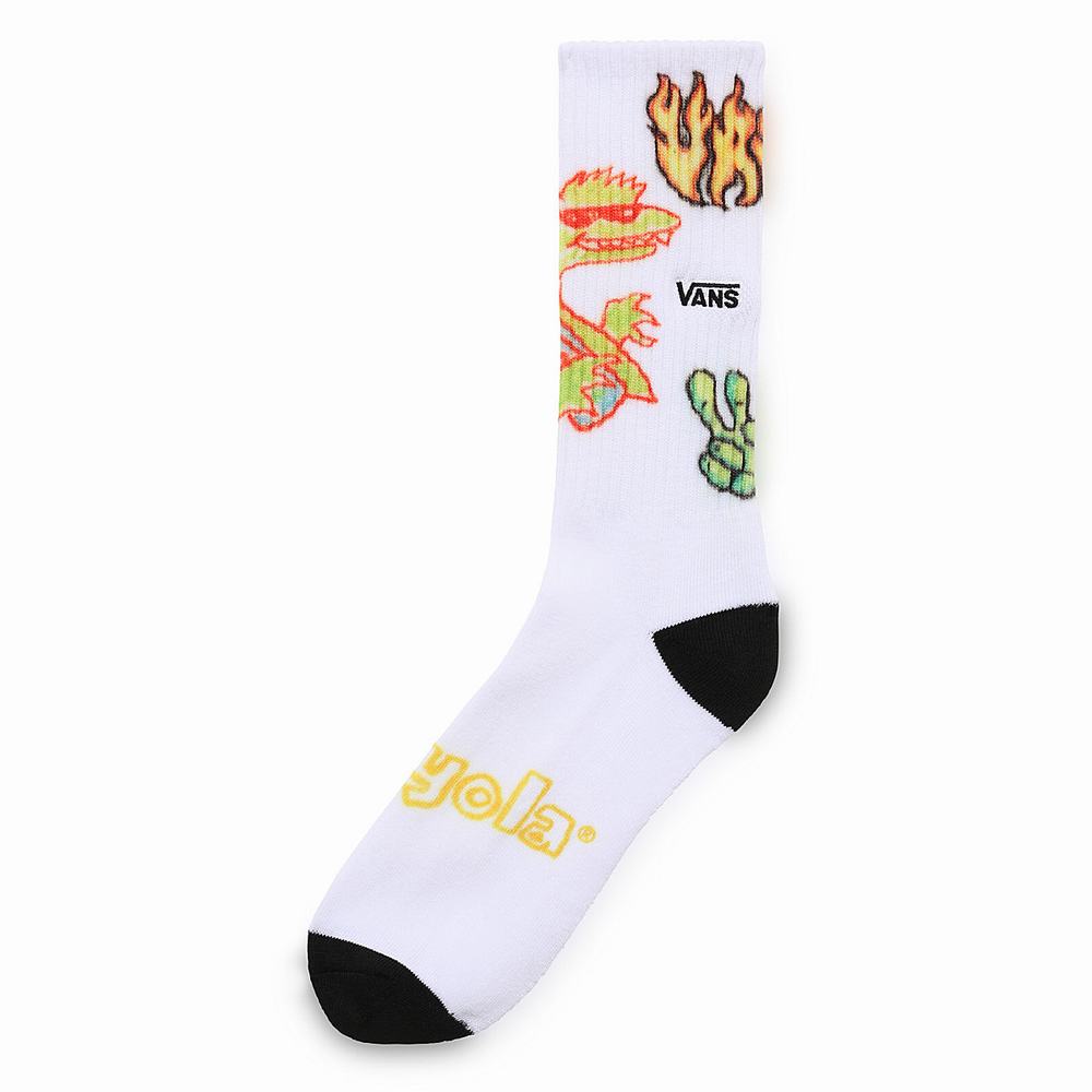 Men\'s Vans X Crayola Crew US 9.5-13 (1 pair) Socks White | USA80439