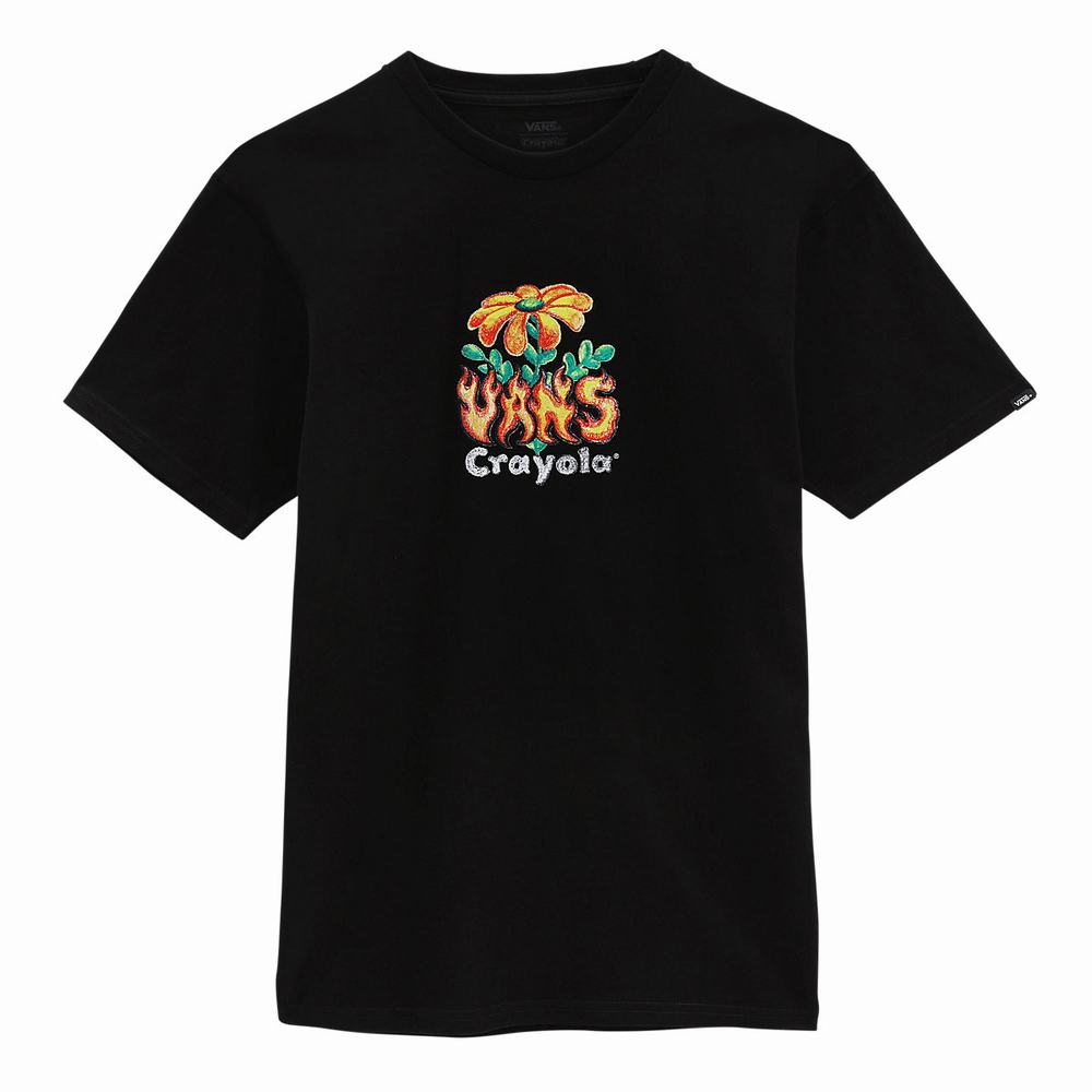 Men's Vans X Crayola Hot Flower T Shirts Black | USA75103