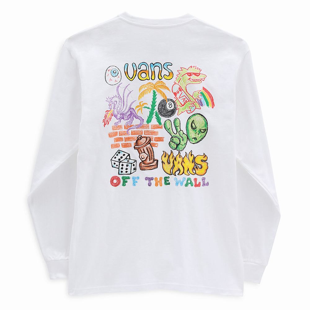 Men's Vans X Crayola Mail Doodle T Shirts White | USA84069