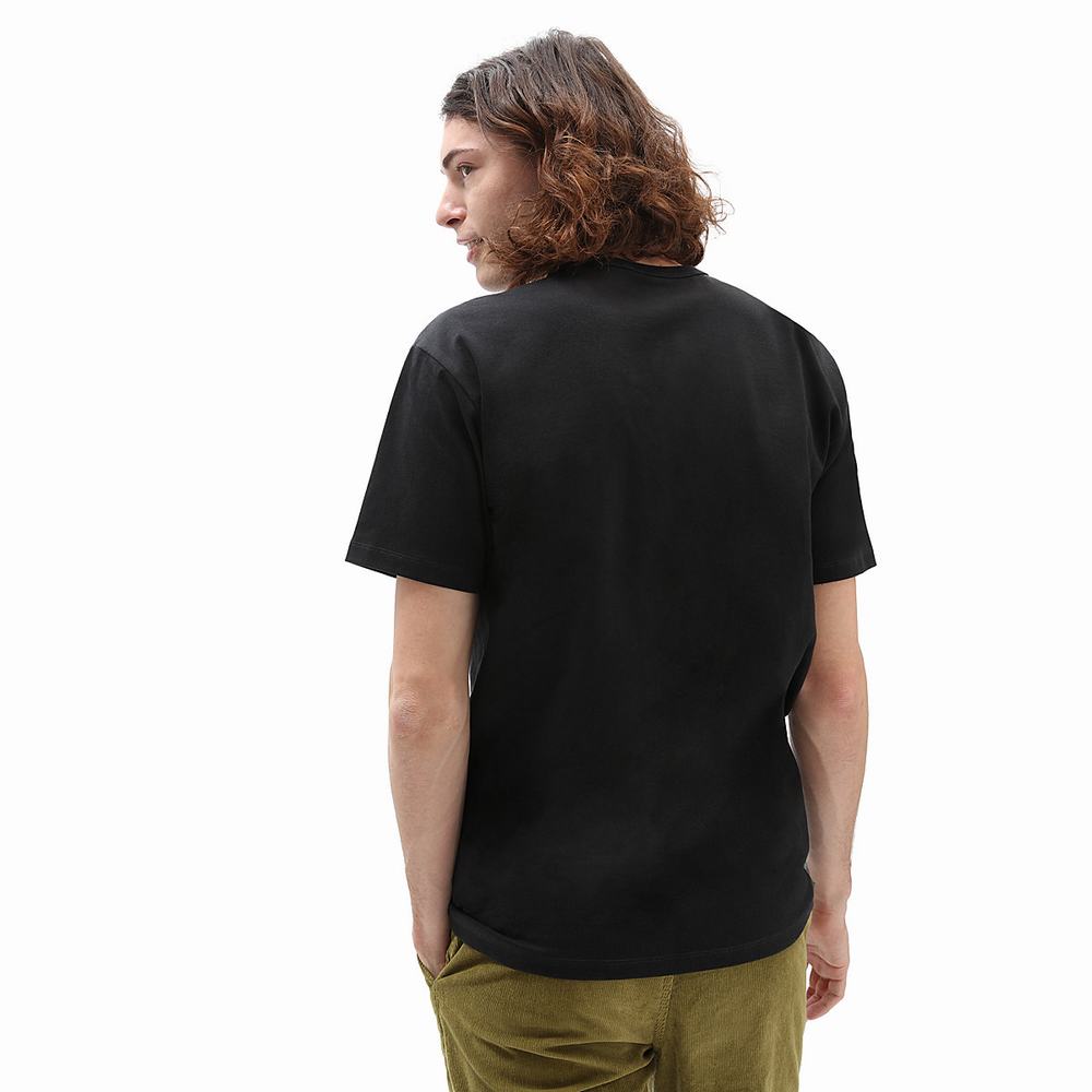 Men's Vans X Dan Lacey Off The Wall Pocket T Shirts Black | USA93510