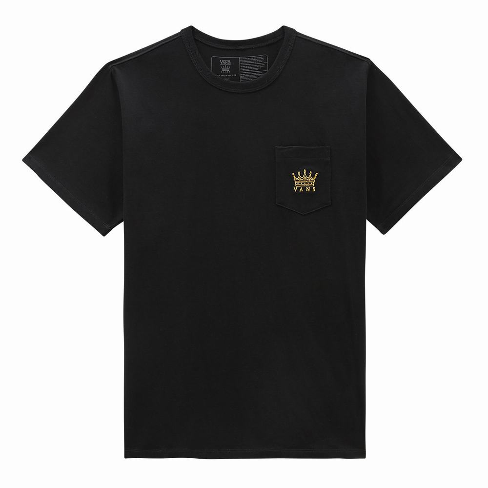 Men's Vans X Dan Lacey Off The Wall Pocket T Shirts Black | USA93510