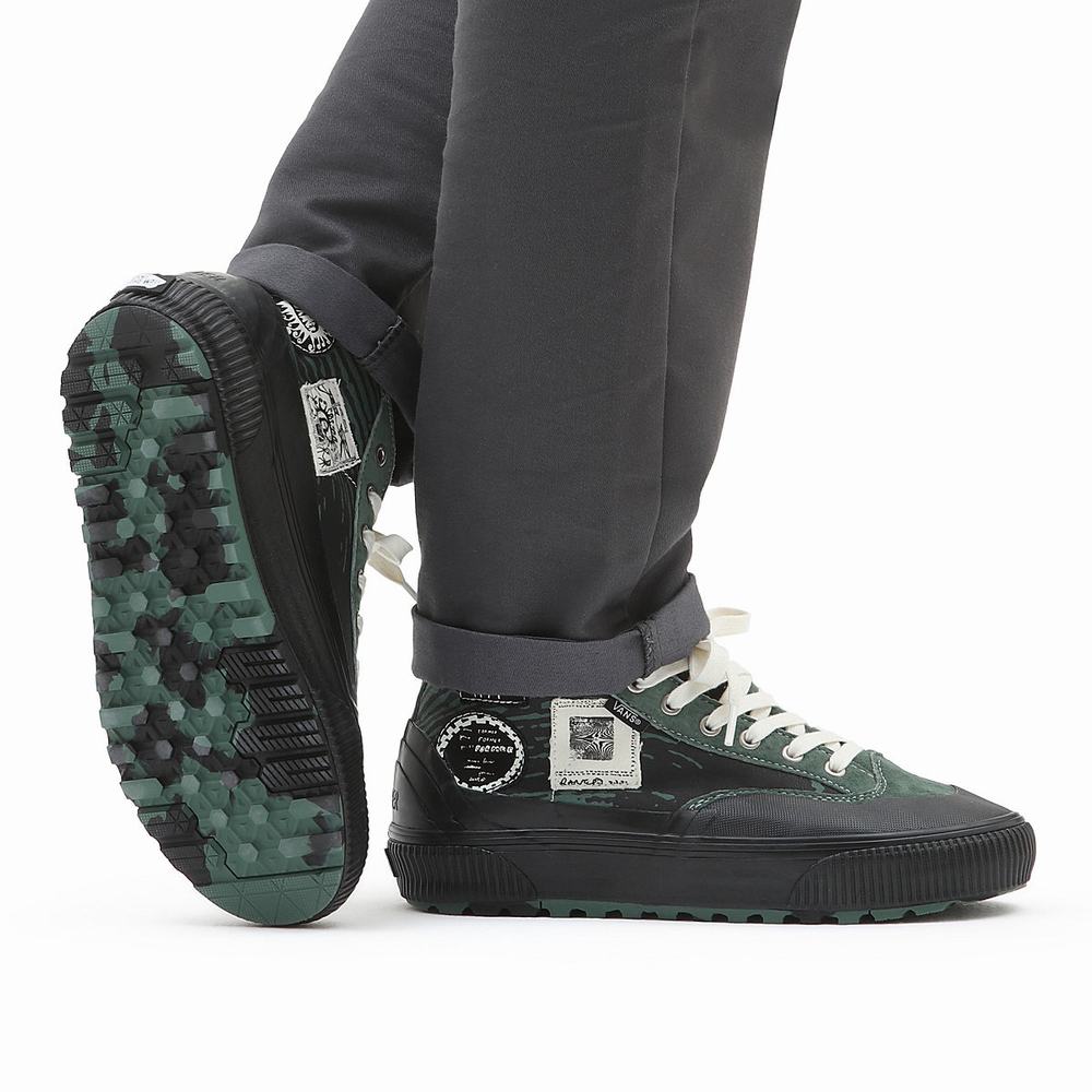 Men's Vans X Former Destruct Mid MTE-1 Sneakers Black / Green | USA89457