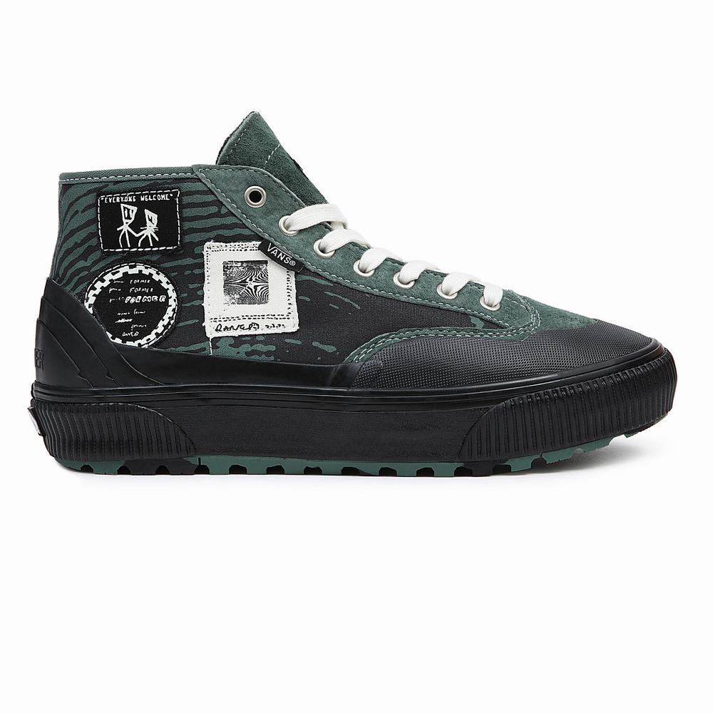 Men's Vans X Former Destruct Mid MTE-1 Sneakers Black / Green | USA89457