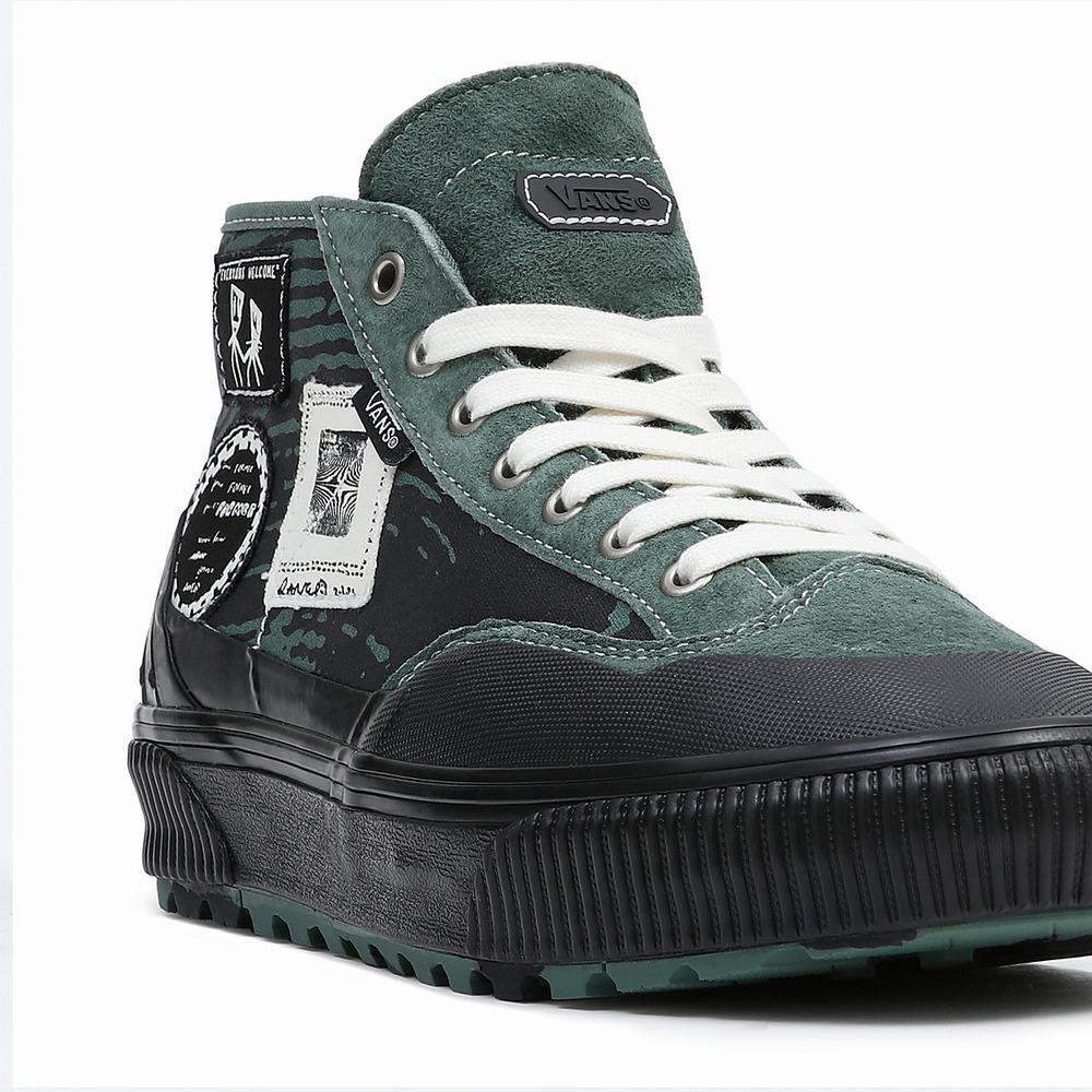 Men's Vans X Former Destruct Mid MTE-1 Sneakers Black / Green | USA89457